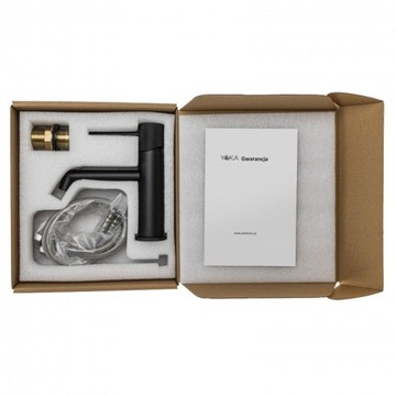 Комплект смесителя для умывальника и пробки клик-клак, черный лофт