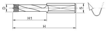 Сверло правое глухое D=5x35/S=10/H=57,5