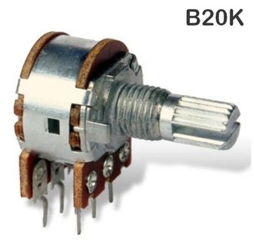 Potencjometr obrotowy podwójny 2x20K B20K 20K WH-148 x2szt