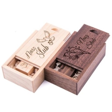 Dárek Dřevěný Flash Disk S Krabičkou 256 Gb Usb 3.0 Gravírování Svatba