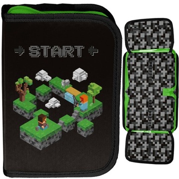 PIÓRNIK SZKOLNY ROZKŁADANY DWUKLAPKOWY PIKSELE GRA DLA CHŁOPCA