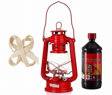 ZESTAW LAMPA NAFTOWA LATARNIA 27CM, OLEJ 980ml+ KNOT CZ