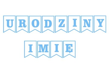 BANER girlanda URODZINY + dowolne IMIĘ błękit