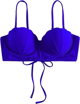Góra bikini z paskami i muszlą, topy kąpielowe push-up, topy kąpielowe
