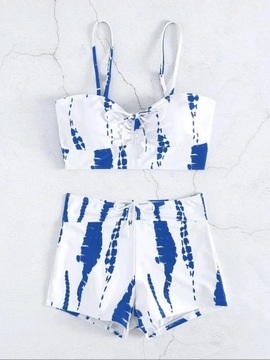 2023 Tie Dye Bikini sznurkiem strój kąpielowy kobiety spodenki z wysokim