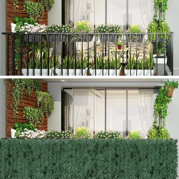 ИСКУССТВЕННАЯ ИЗГОРОДА из плюща для забора, балкона, стены, 5 м х 50 см, сетка