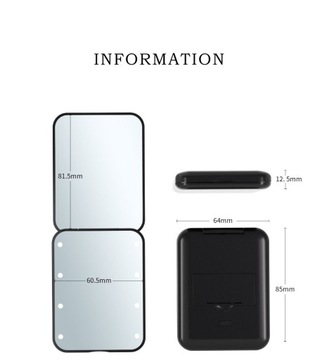 КАРМАННОЕ ДВУХСТОРОННЕЕ КОСМЕТИЧЕСКОЕ ЗЕРКАЛО СО СВЕТОДИОДНОЙ ПОДСВЕТКОЙ, УВЕЛИЧЕНИЕ