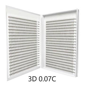 Gotowe kępki rzęs - 3D 0,07 C - mix 8-13mm 1200szt Glow Spot