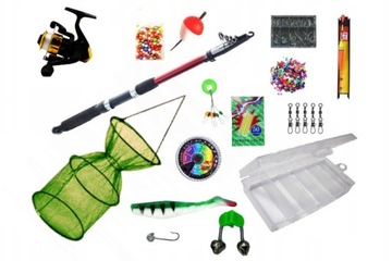 НАБОР ДЛЯ ДЕТСКОГО РЫБОЛОВНОГО УДОЧКИ, КОРОБКА ДЛЯ КАТУШКИ, ПОДАЧИ ДЛЯ РЫБАЛКИ, ПОДХОДИТ ДЛЯ НАЧИНАТЕЛЯ