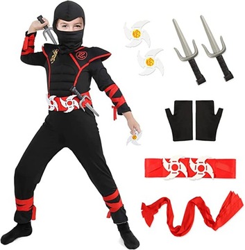 CZARNY NINJA STRÓJ PRZEBRANIE SZTYLETY 110/116