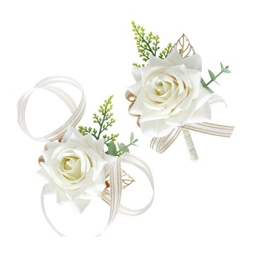 Bransoletka na nadgarstek z różą Bransoletka z wstążki i kwiatem Butonierka do korsarza