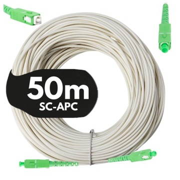 KABEL PRZEWÓD ŚWIATŁOWODOWY ŚWIATŁOWÓD PATCHCORD SC/APC-SC/APC SIMPLEX 50M
