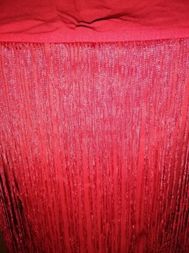 Sukienka w stylu retro z frędzlami, czerwona