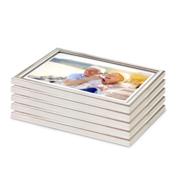 НАБОР РАМОК Серебристая деревянная рамка 5 шт. 10x15