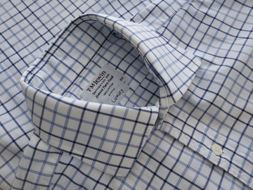 T.M.LEWIN koszula Finest Two Fold cotton Spinki 39 40 wada