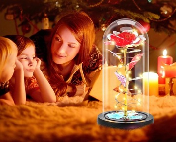 ВЕЧНАЯ РОЗА В СТЕКЛЕ, СВЕТЯЩИЙСЯ СВЕТОДИОД В ЧЕРНОЙ КОРОБКЕ, ПОДАРОК ​​НА ДЕНЬ ОТЦА