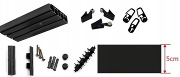 ЧЕРНЫЙ ДВОЙНОЙ потолочный карниз с чехлом Потолочный карниз с чехлом 290