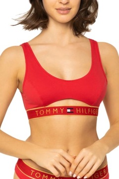 Biustonosz TOMMY HILFIGER miękki bawełniany czerwony sportowy top r. L