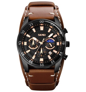 Zegarek męski - SKMEI - chronograf - pasek - skóra