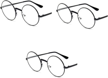 3 Retro Okrągłe Szklane Zwykłe Szklane Okulary Męskie Okulary Len Szklane M