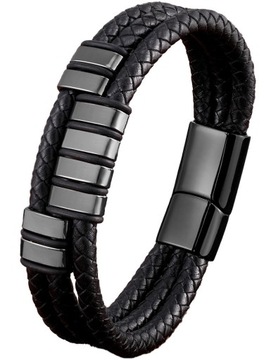 Кожаный браслет ИМЕНА семейных дат с ГРАВИРОВКОЙ 316Л для ОТЦА СЫНА БРАТ