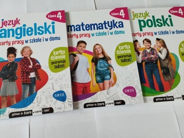 3x KARTY PRACY kl. 4 Matematyka Polski ANGIELSKI.