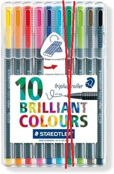 STAEDTLER Triplus Roller, różne kolory, 9 sztuk , 0,4mm