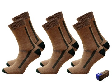 3x Skarpetki Thermo Frotte brązowe POLSKIE trekkingowe super bawełna 42-44