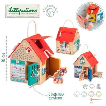 DOMEK MANIPULACYJNY z zamkami drewno LILLIPUTIENS
