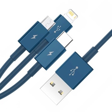 Kabel USB 3w1 Baseus Superior Series, USB do micro USB / USB-C / Lightning,