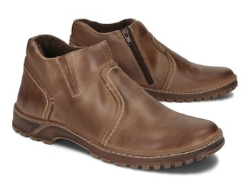 KOZAKI MĘSKIE PÓŁBUTY ZIMOWE POLSKIE 355 BRĄZ 42