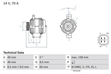 ALTERNÁTOR 70A 0 986 082 800 BOSCH HONDA CR-V FR-V