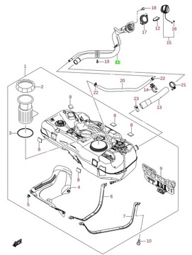 SUZUKI SWIFT MK7 2010 - 2016 RURA WLEWU PALIWA