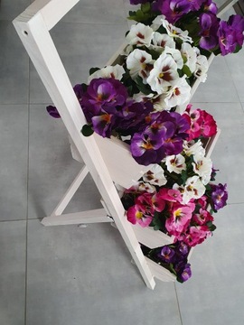 stojak na kwiaty drewniany drabinka 40 cm biały