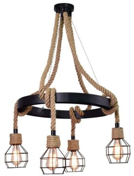 Lampa wisząca żyrandol lina konopna pająk sznur - idealna do nowoczesnych