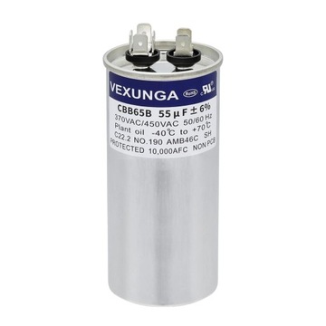 Kondensator 55uF 55 MFD 370 VAC 440 VAC 450 VAC 50/60 Hz okrągły