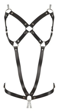 Leather Harness 2 Chains S-L skórzane body BDSM uprząż z pasków