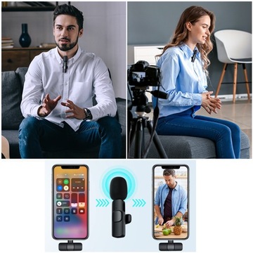 BEZPRZEWODOWY MIKROFON KRAWATOWY DO IOS IPHONE PREZENT NA URODZINY