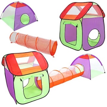 NAMIOT DLA DZIECI 3w1 DWA DOMKI +TUNEL Tipi