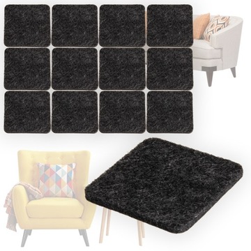 PODKŁADKI POD MEBLE KRZESŁA FILCOWE KWADRAT 12 SZT