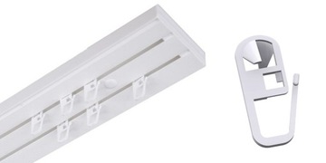 КАРЕНС с крышкой, 2-х направляющий потолочный рельс из ПВХ 300