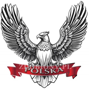 NAKLEJKA naklejki patriotyczne orzeł Polska napis wstęga odblaskowa