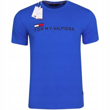 Koszulka męska t-shirt TOMMY HILFIGER 100% bawełna niebieska M