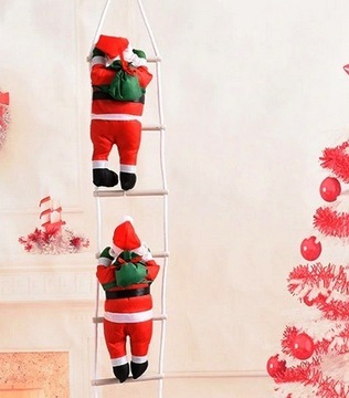 DWA ŚWIĘTE MIKOŁAJ GWIAZDOR WSPINAJĄCY WCHODZĄCY NA DRABINA DOM OGRÓD 100cm