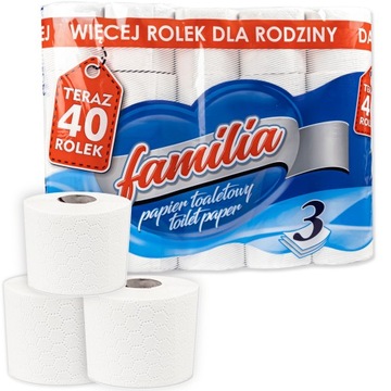 2 x Papier toaletowy Familia 3 warstwy Celuloza 40 ROL