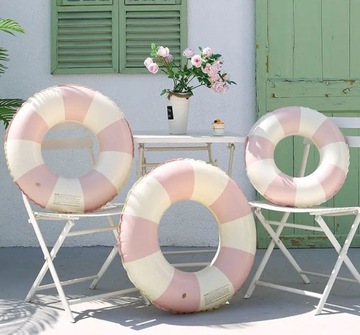 КОЛЕСО ДЛЯ ПЛАВАНИЯ Надувное кольцо в пастельные полоски для пляжного отдыха 90 см XXL