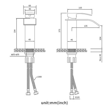 Высокий смеситель для умывальника Смеситель для умывальника на столешнице с изливом-водопадом