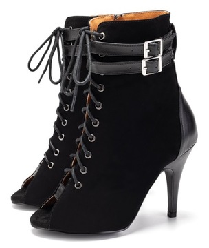 BUTY DO TAŃCA HIGH HEELS SKÓRZANE WIĄZANE 10cm