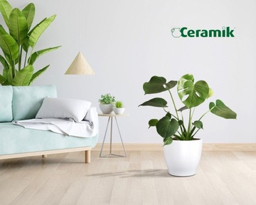 DONICA DONICZKA OSŁONKA CERAMICZNA BIAŁA GŁADKA DO KWIATÓW ROŚLIN 28 CM