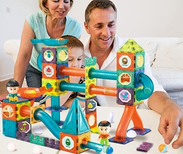 ŚWIECĄCE KLOCKI MAGNETYCZNE ŚWIECĄCY TOR MAGNETYCZNY dla kulek ZESTAW XXL